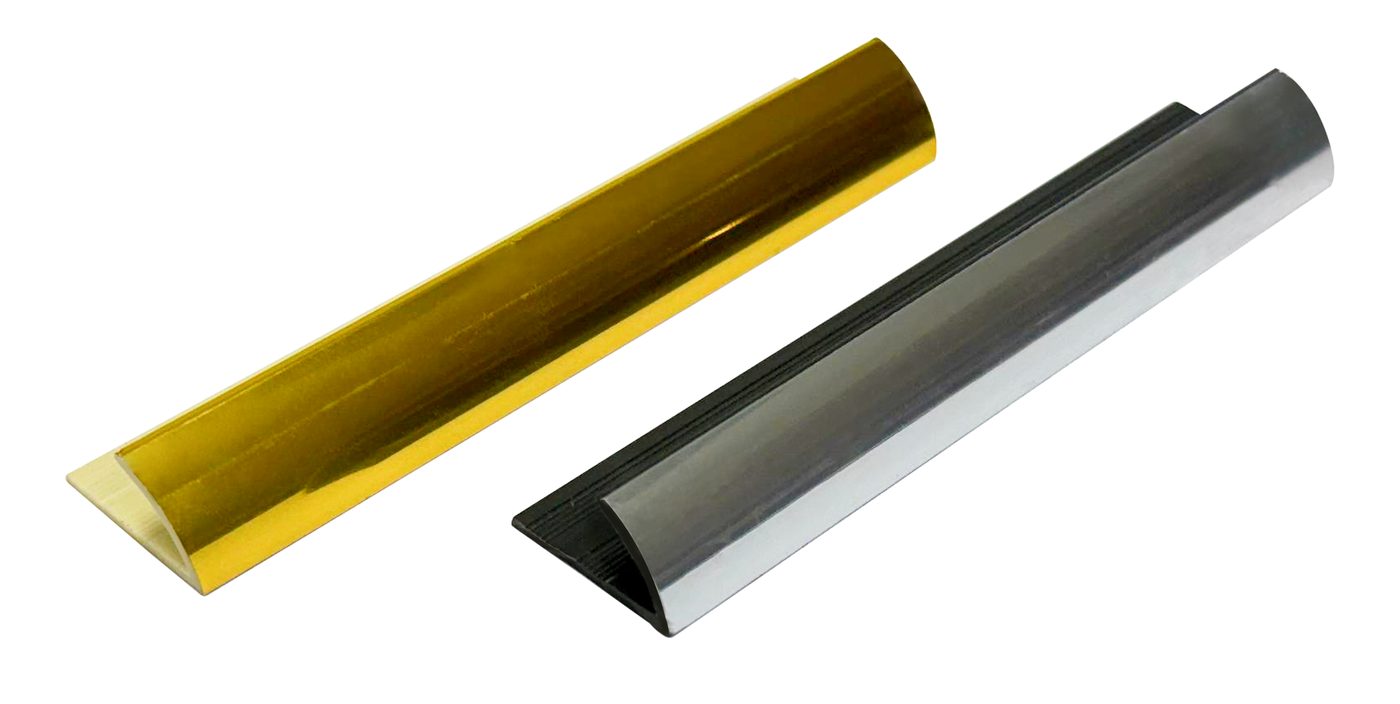 Perfil de PVC tipo aluminio y dorado pulido